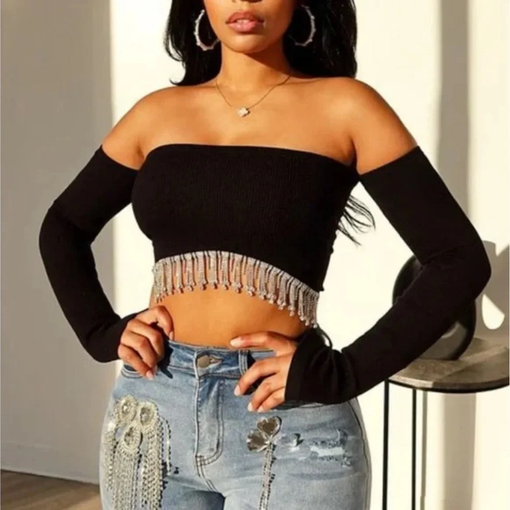 Zara Seamless Rhinestone Crop Top